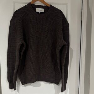 Frame Denim Men's Dark Brown Crewneck Sweater 100% WOOL SIZE L
